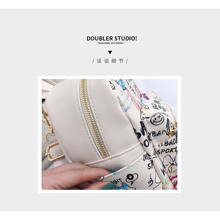 Ba lô JASMIN NOIR da PU in họa tiết hoạt hình đáng yêu thời trang dành cho nữ