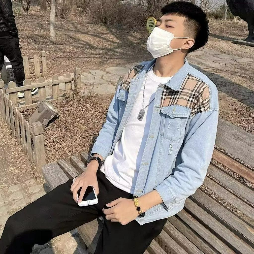 Áo Khoác Denim Dáng Rộng Phong Cách Thời Trang Hàn Quốc Cho Nam Giới Có Size M-3XL