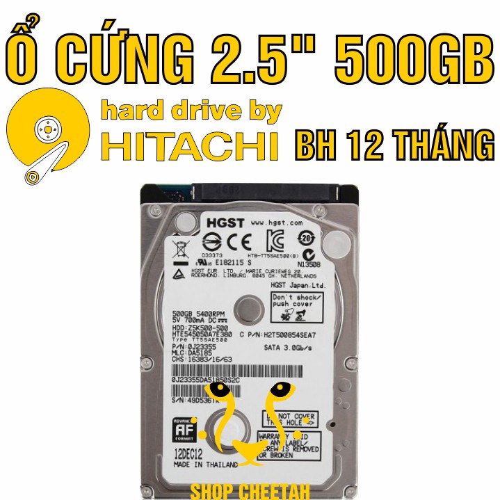 HDD 2.5” Hitachi 500GB (HGST) – Ổ cứng Laptop chính hãng – Bảo hành 12 tháng – Mới 99% – Tháo từ máy nhập khẩu