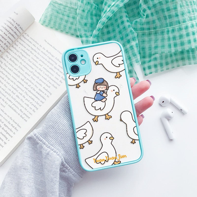 Ốp lưng iphone YuAn & Duck nhám viền nổi cong 5/5s/6/6plus/6s/6splus/7/7plus/8/8plus/x/xr/xs/11/12/pro/max/plus/promax | BigBuy360 - bigbuy360.vn