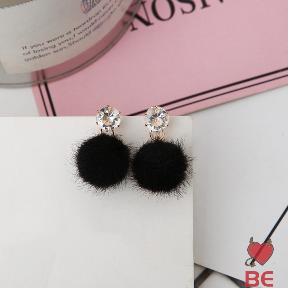 Bông tai YADORNOS hình bóng lông màu sắc trơn phong cách Hàn Quốc thời trang sang trọng cho nữ