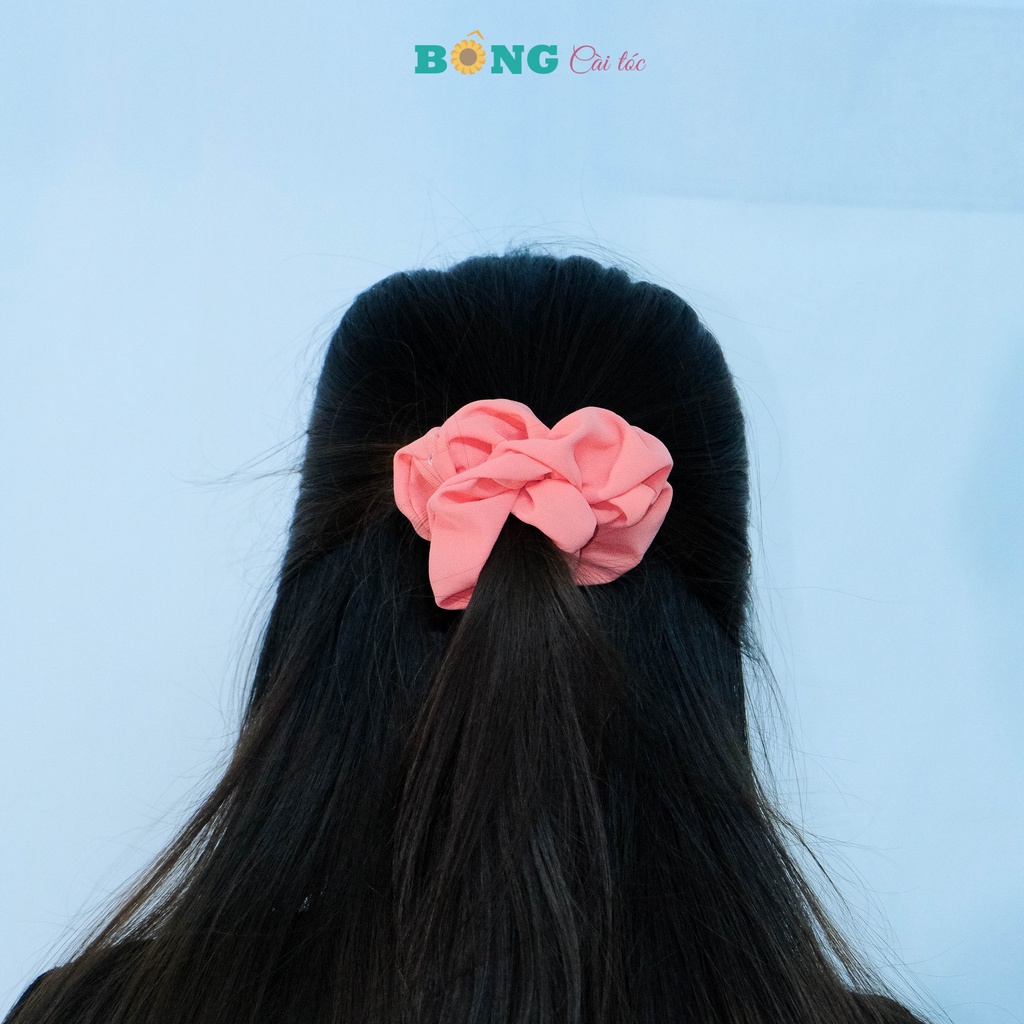 Dây cột tóc scrunchies vải muslin màu trơn đường kính 11cm SR80 - scrunchies BÔNG Cài Tóc