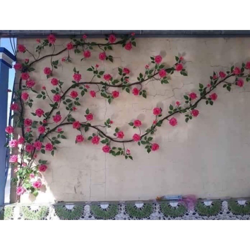 Dây hoa Hồng leo giả dài 3 m- dây rừng trang trí cao cấp