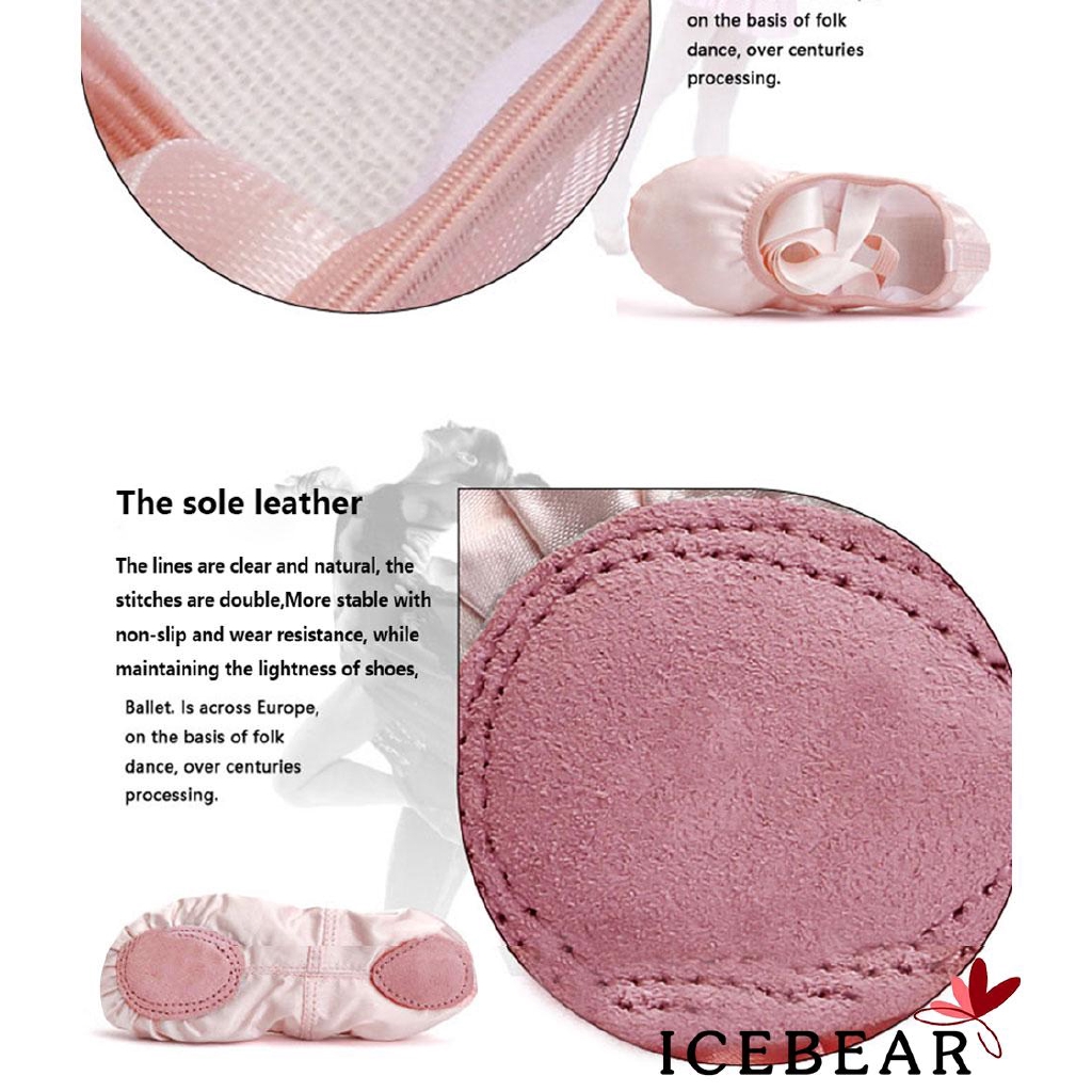 Giày múa ballet phối dây ruy băng cho bé gái