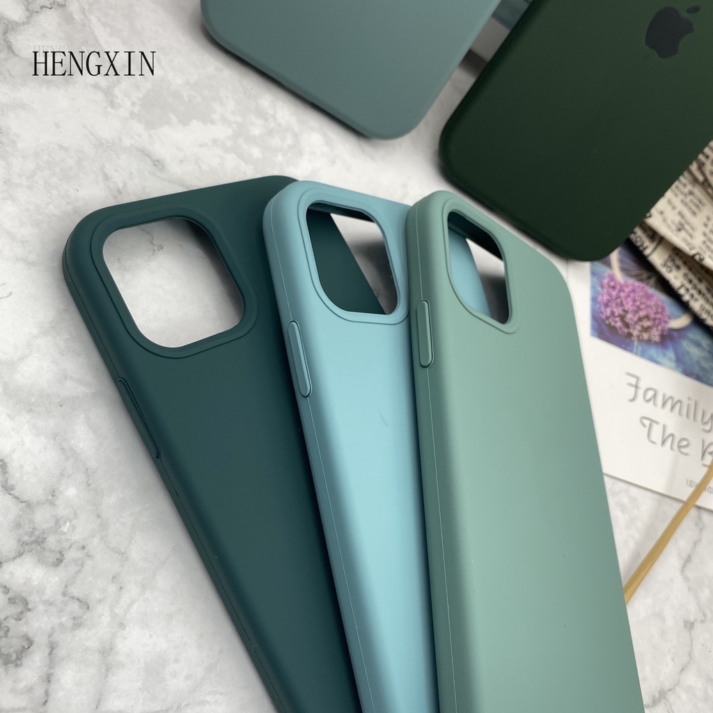 Ốp Điện Thoại Silicone Chống Rơi Màu Xanh Lá Cho iPHONE 6S 7 8 SE 2020 XS XR 11PROMAX 12 12PROMAX 13MINI 13 13PROMAX