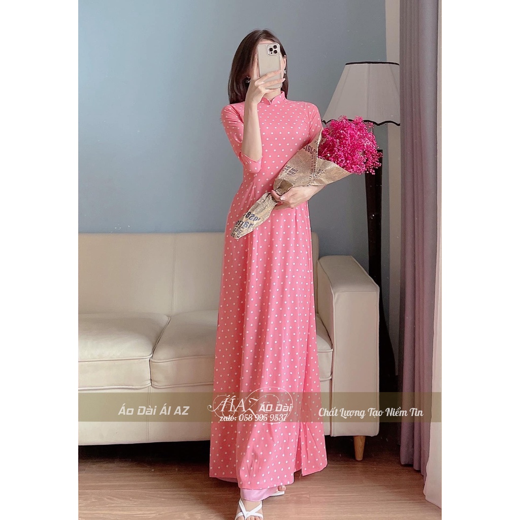 Áo Dài Truyền Thống Nữ Cổ Cao Tay Lỡ AT05