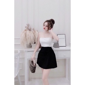 Váy phối umi body đen trắng cổ ren siêu xinh | BigBuy360 - bigbuy360.vn