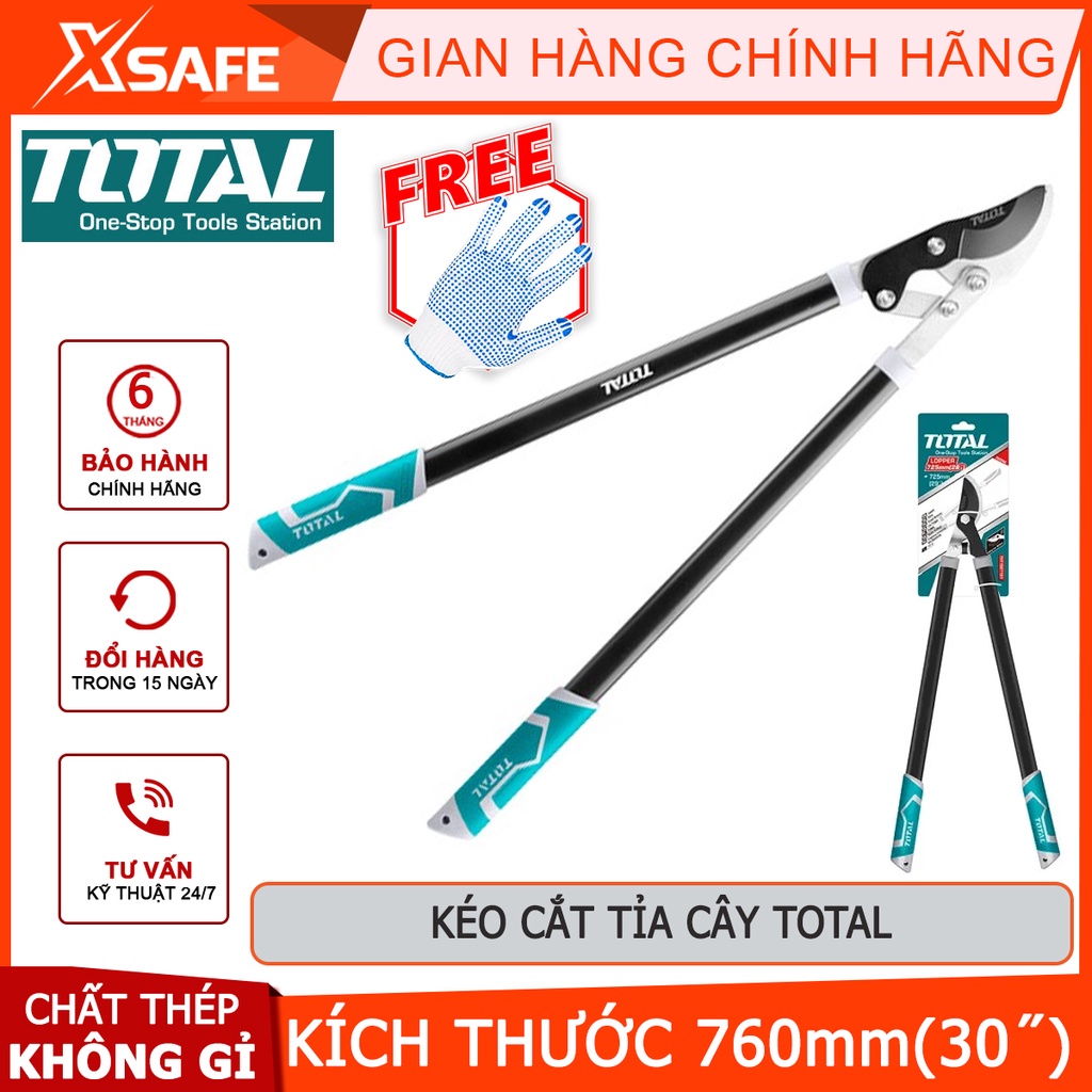 Kéo cắt tỉa cây TOTAL THT1527401 | kéo cắt tỉa kích thước 8 inch độ cứng của lưỡi 50-52 HRC làm việc cắt