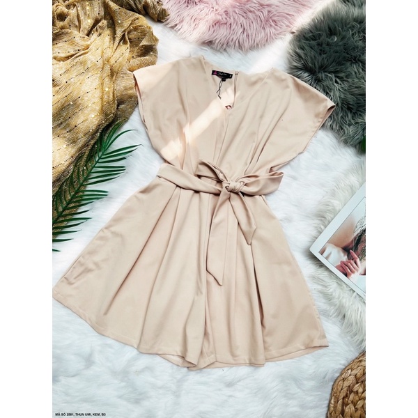 (Có bigsize) Set đồ liền jumpsuit cổ tim thắt eo nơ cho bạn nữ