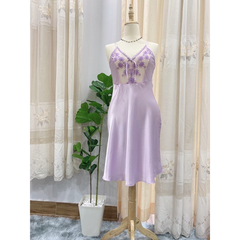 Váy lụa tím hiệu Kim
