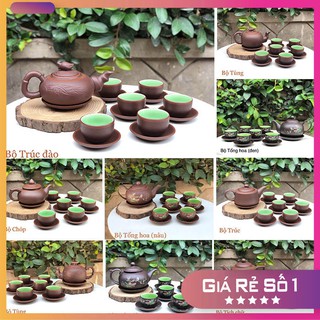 [ Trà ngon🍵]Ấm tử sa, ấm trà tử sa Bát Tràng tổng hợp (1 ấm, 6 chén, 7 đĩa) 2021