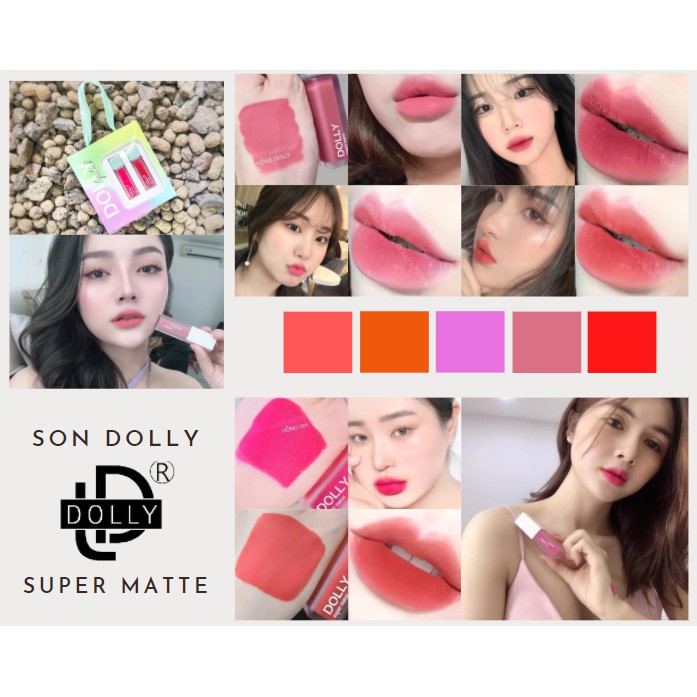 Son kem lì dolly COMBO 12 MÀU DOLLY SUPER MATTE chính hãng Hot Trend 2021 cho chị em