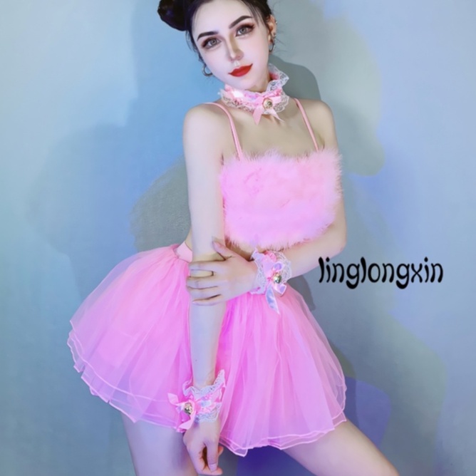 Áo hai dây mini dạng ống không tay bằng lông giả phong cách Hàn Quốc ngọt ngào gợi cảm thời trang mùa hè cho nữ Y2K