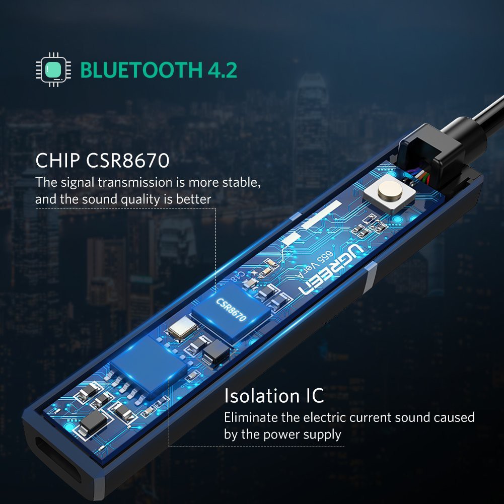 Bộ Phát Âm Thanh Bluetooth 5.0 Optical Ugreen 50213 Chính hãng CM150 Dùng Cho TIVI, PC, Laptop, Tivi Box...