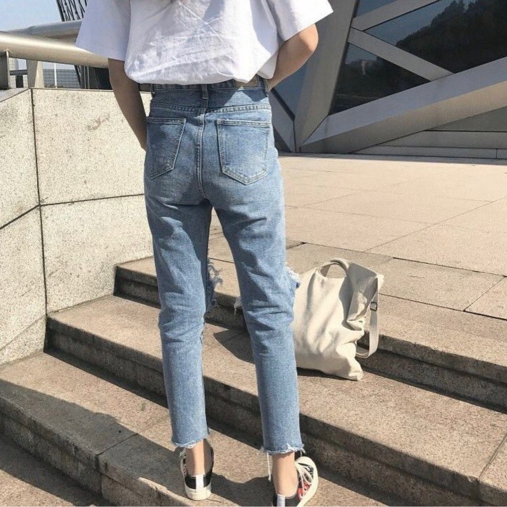 Quần BAGGY JEANS 04 RÁCH GỐI DÁNG SUÔNG Unisex