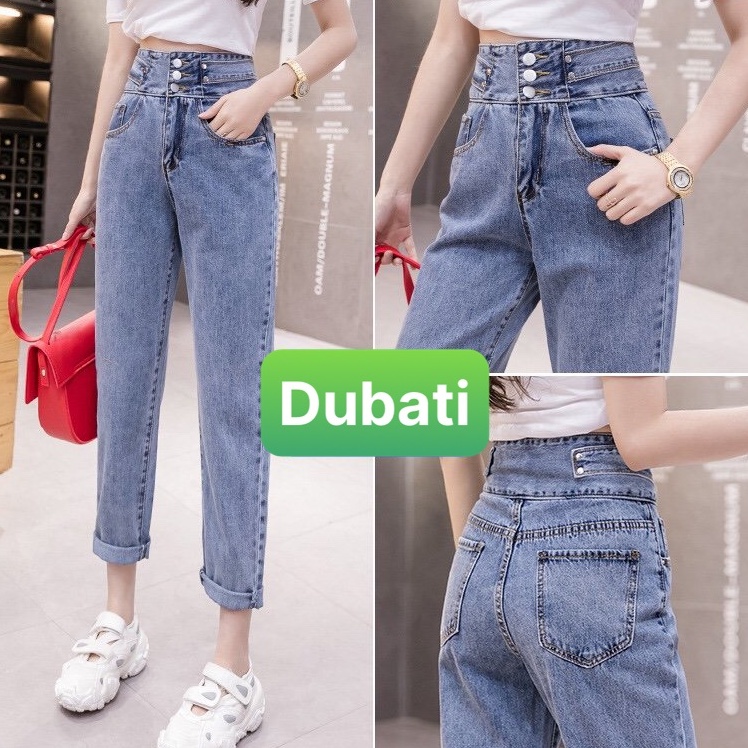 QUẦN JEAN BAGGY NỮ PHONG CÁCH HÀN QUỐC 3 NÚT NÂNG MÔNG LƯNG CAO SÀNH ĐIỆU- DUBATI FASHION