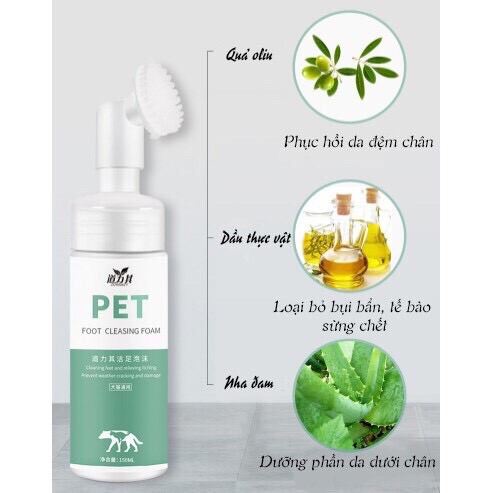 Bọt Rửa Chân Khô Cho Thú Cưng 150ml BOMPET