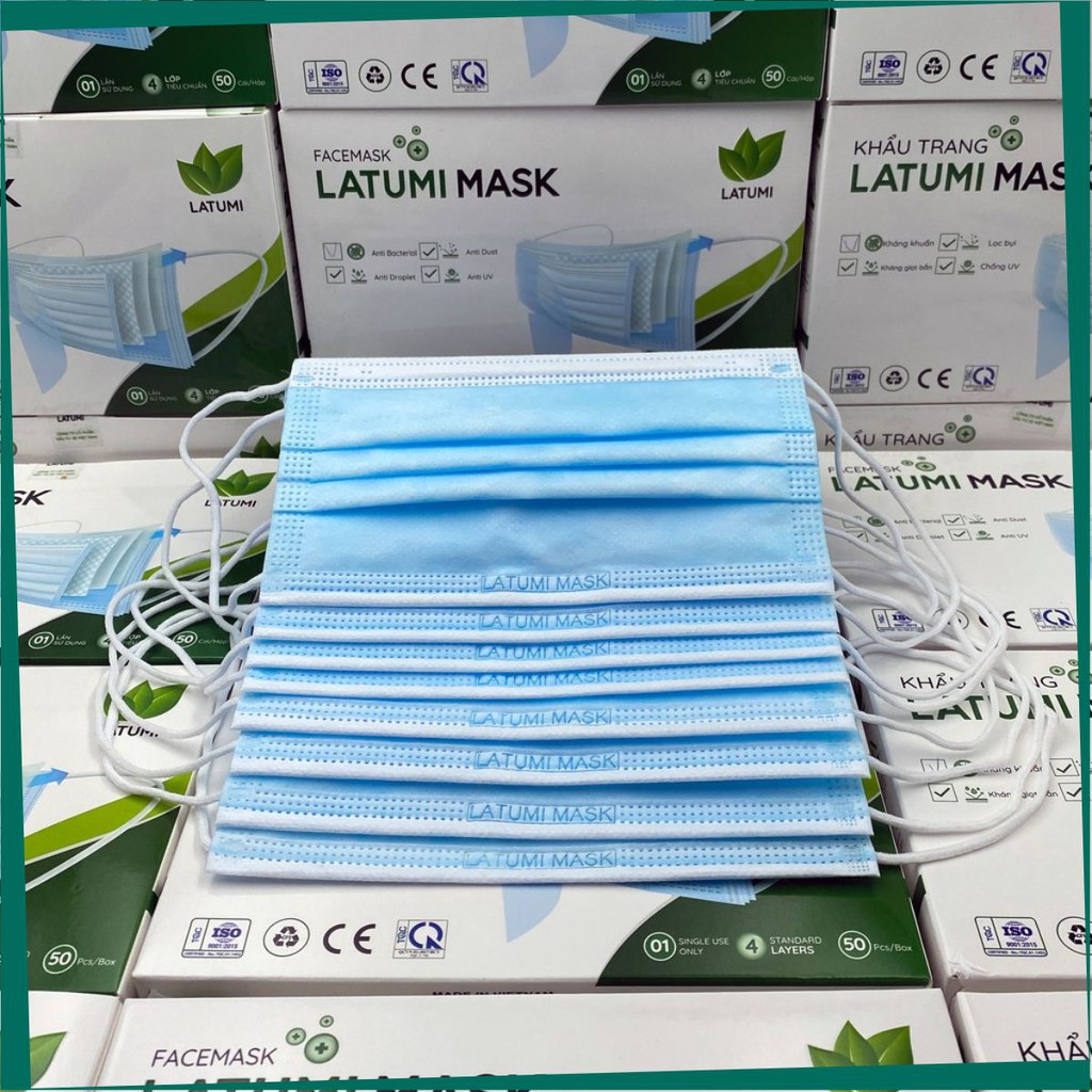 COMBO 3 HỘP Khẩu Trang Y Tế 4 Lớp Lọc Khuẩn LATUMI Cao Cấp Xuất Khẩu pikachu.shop01 piii