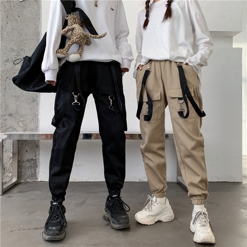 Unisex Harajuku Style Cargo pants Multi Pockets Casual pant High Waist Solid Cargo Pants work pants | BigBuy360 - bigbuy360.vn