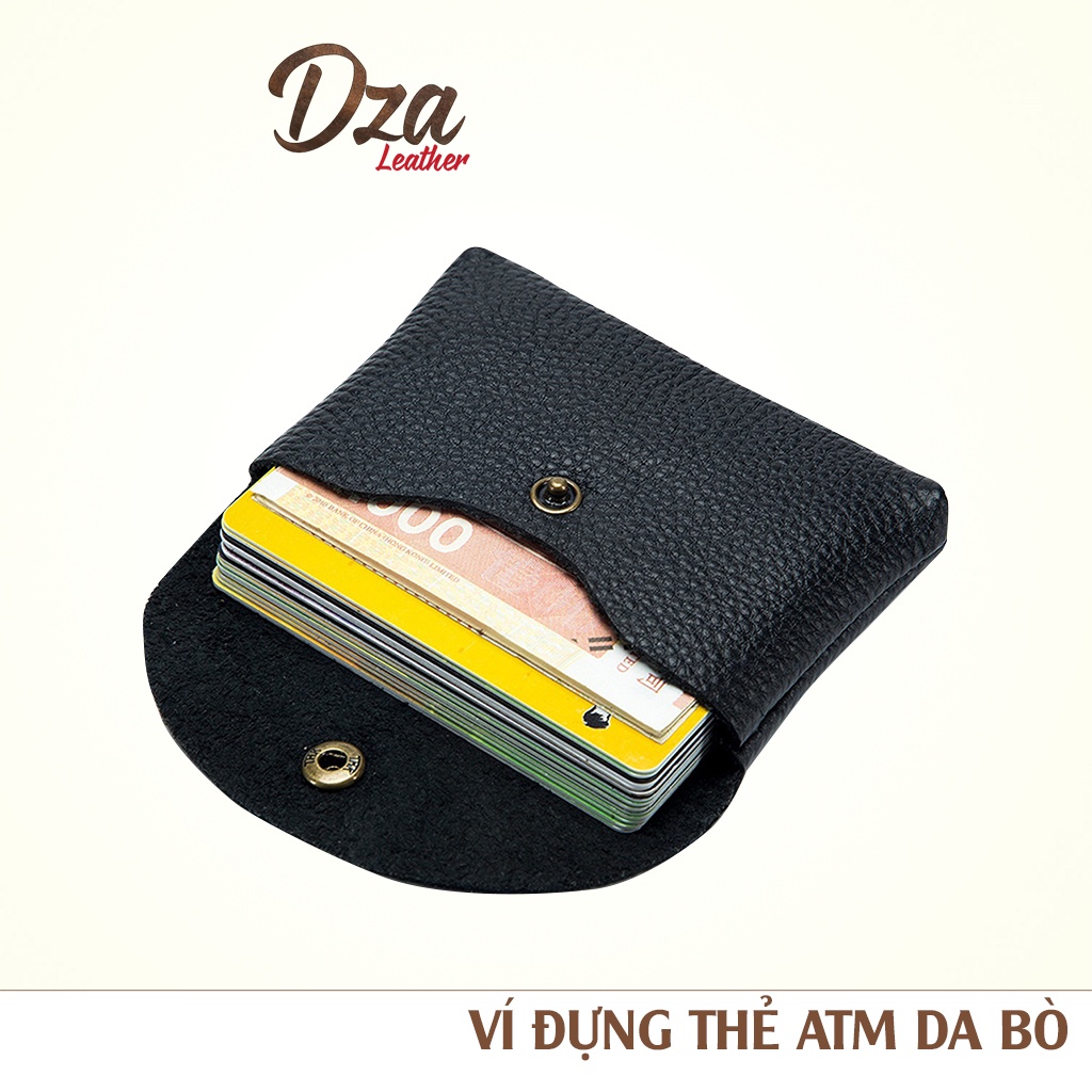 Ví dựng thẻ ATM da bò lớp 1 đơn giản mini cho cả nam và nữ Dza leather