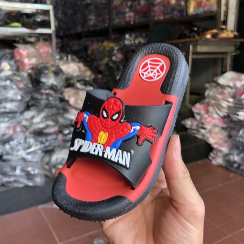 Dép lê bản trẻ em bé trai siêu nhân người nhện spider man cao su mềm 2168