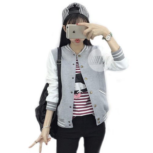 Áo Khoác Bomber Phong Cách Ulzzang Kiểu Cúc Bấm