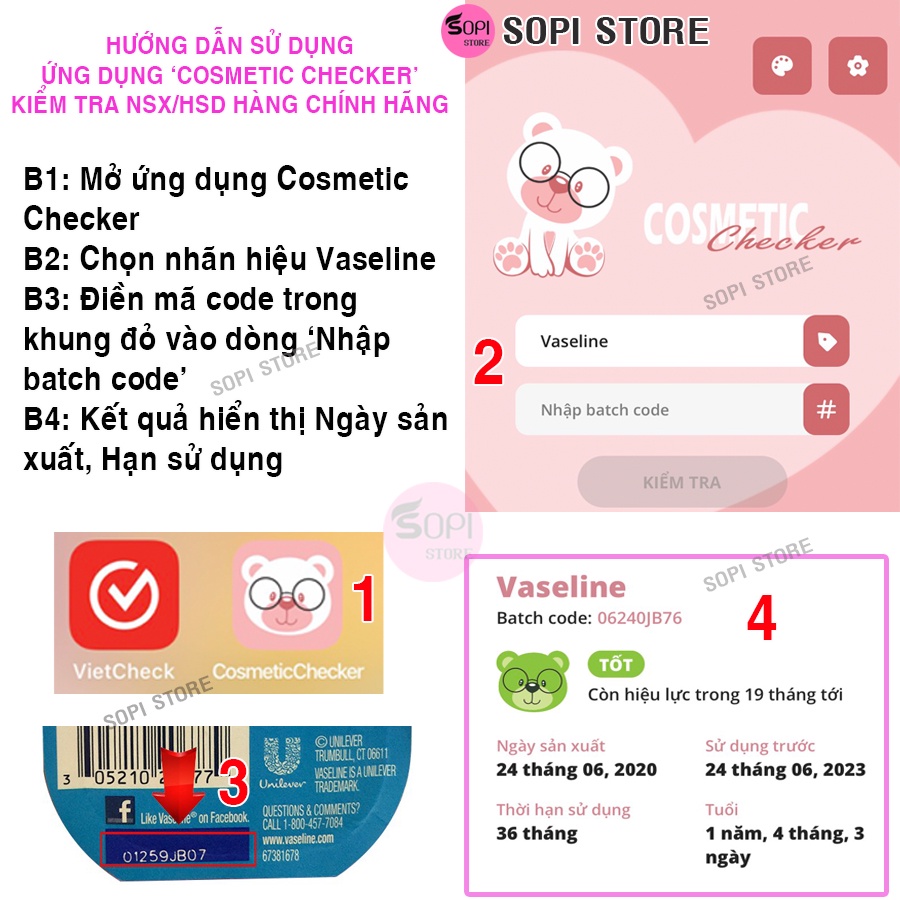 [Made in USA] Sáp dưỡng môi Vaseline Lip Therapy 7g hàng Mỹ, dưỡng ẩm và ngăn ngừa nứt nẻ môi - Sopi Store