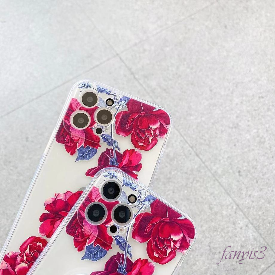 Iphone 12 11 Pro Max 12 Mini Xs Max Xr 7 8 6 6s Plus Ốp Điện Thoại Trong Suốt Chống Rơi In Hình Hoa Hồng Cho | BigBuy360 - bigbuy360.vn