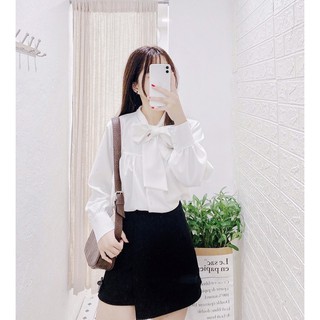 Áo cổ nơ tay bồng