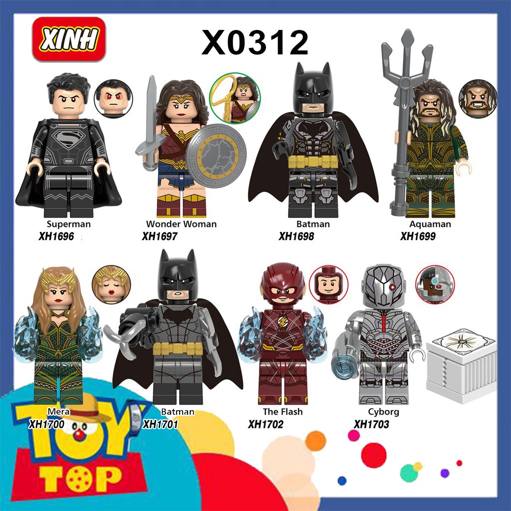 [Một con] Xếp hình ghép siêu anh hùng Minifigures Batman Superman Aquaman Wonder Women Flash lắp ráp XINH X0312