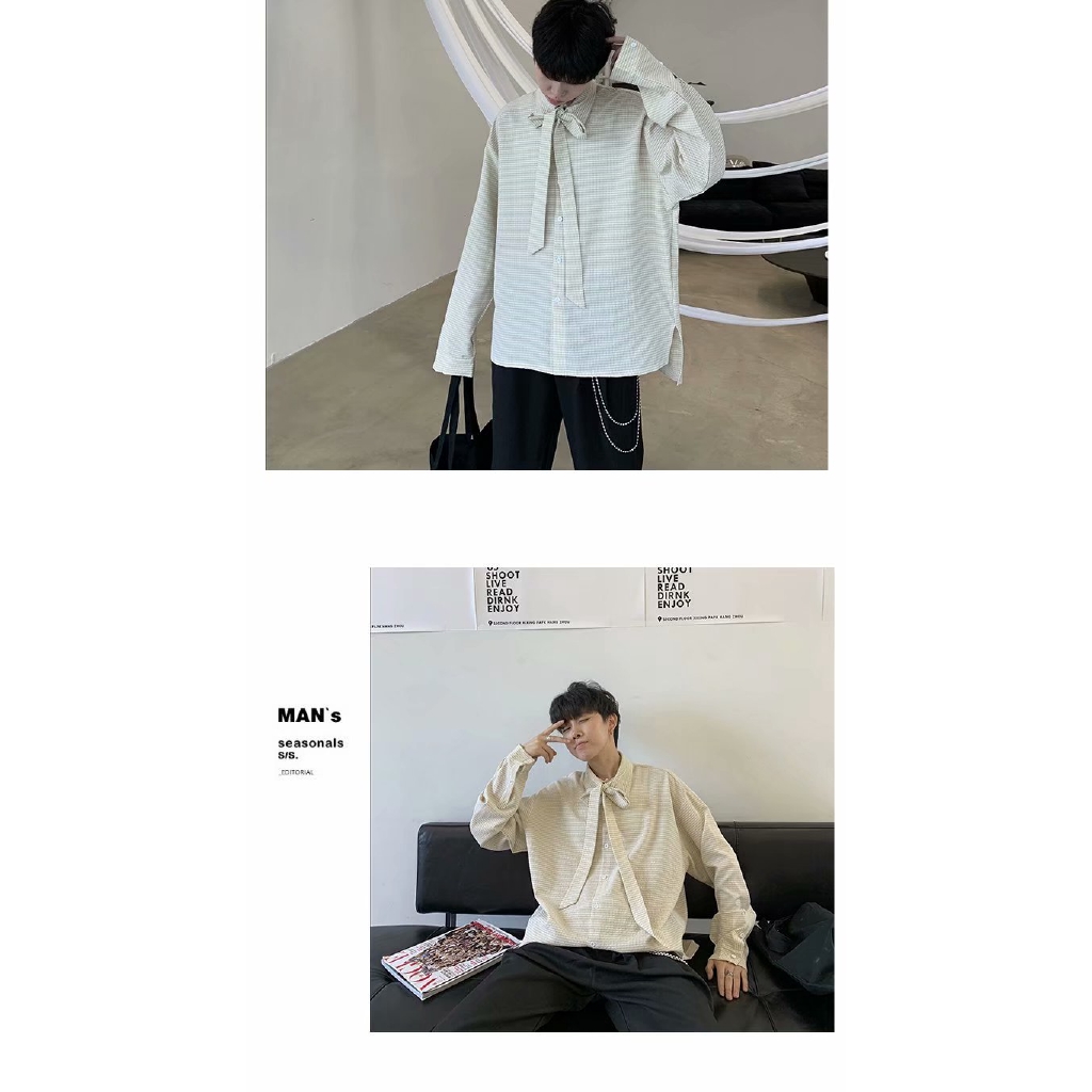 Áo sơ mi dài tay thắt nơ năng động thời trang dành cho nam | BigBuy360 - bigbuy360.vn