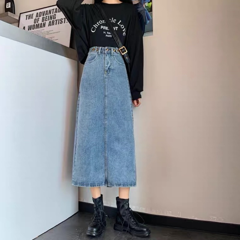 Chân váy jeans dài bigsize ulzzang Order