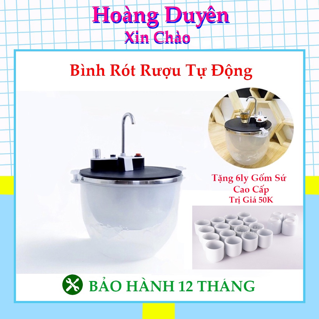 Combo Bình Rót Rượu Cảm Ứng Tự Động Thông Minh MEKAZO COOL + 6 Ly Cao Cấp+ Bảo Hành 12 Tháng