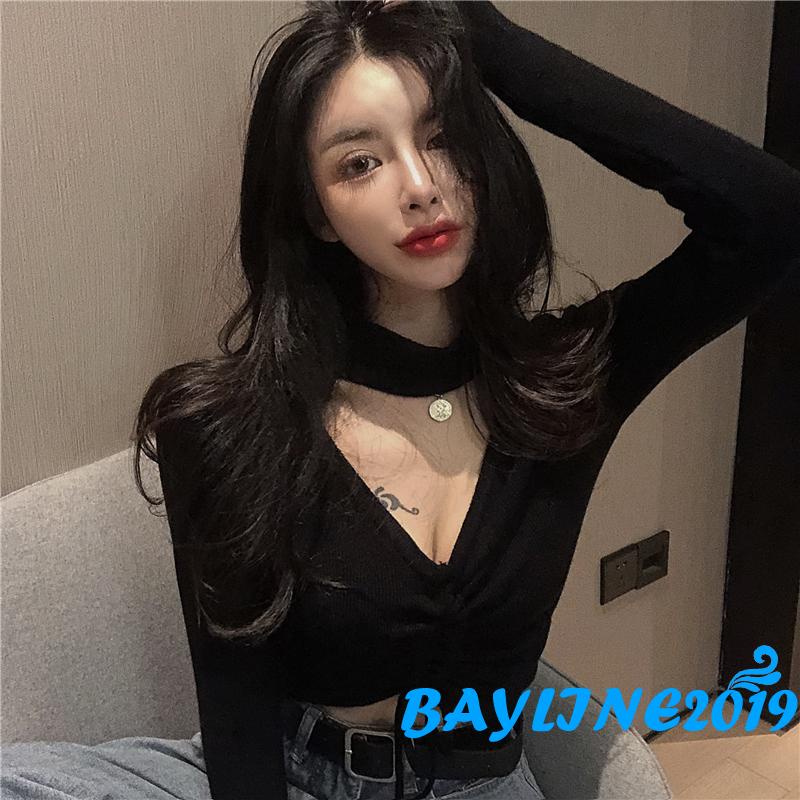 Áo Thun Lửng Tay Dài Màu Sắc Thời Trang Dành Cho Nữ