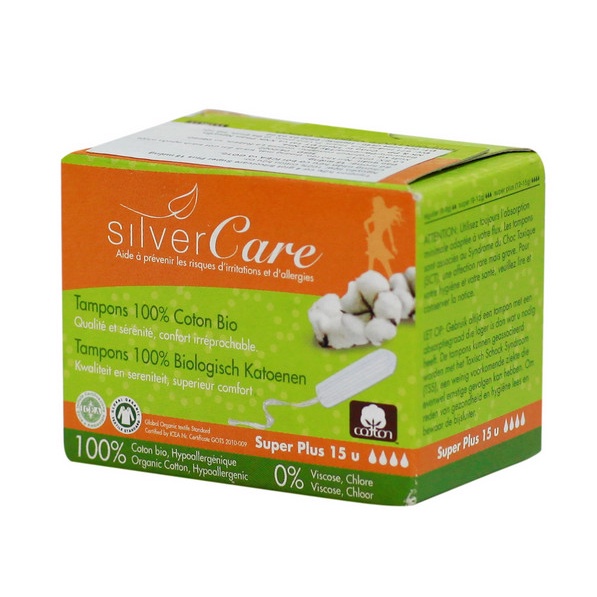 Tampon hữu cơ 4 giọt Silvercare Super Plus 15 miếng