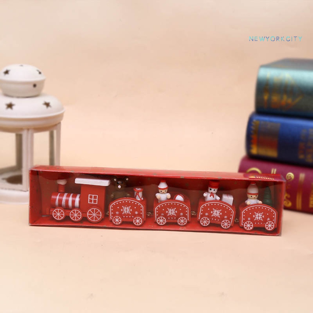 Đồ trang trí xe lửa Smowman gấu để bàn trang trí Giáng Sinh