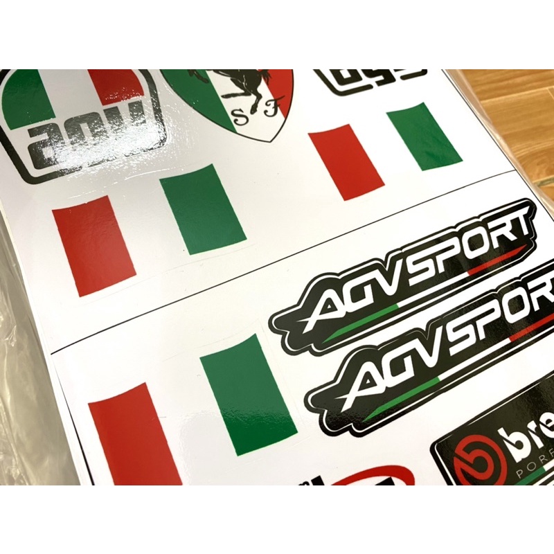 Mẫu 64 Cờ Italy - Tem decal sticker hình Cờ Italy , Logo Agu Domino Brembo dán xe máy điện thoại laptop mũ bảo hiểm