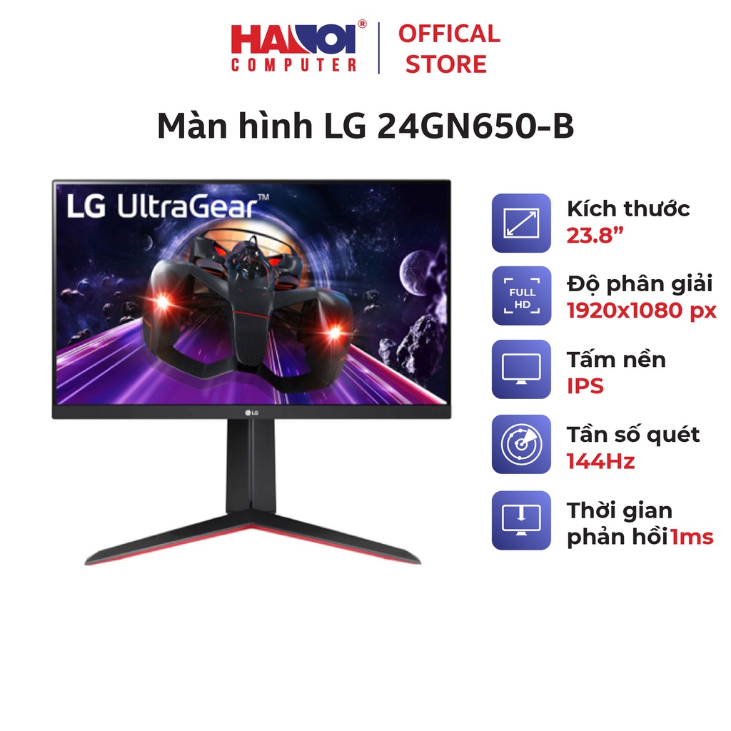 Màn hình LG 24GN650-B (23.8 inch/FHD/IPS/144hz/1ms/300 nits/HDMI+DP+Audio/Freesync)