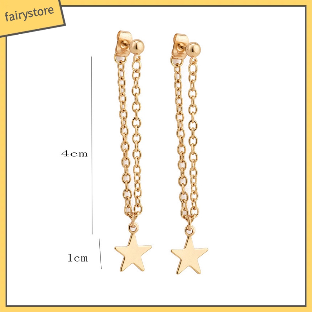Khuyên Tai Dáng Dài Hình Ngôi Sao Năm Cánh Thời Trang Cho Nữ