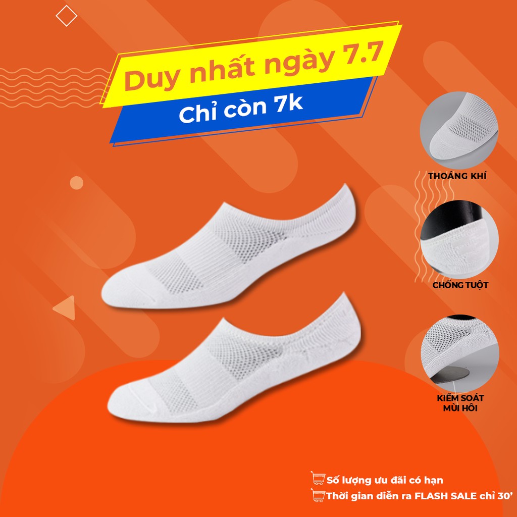 Tất lười vớ cổ ngắn nam nữ có đệm Cushion thấm mồ hôi thoáng khí chống hôi chân silicon chống trượt gót chân trăng đen