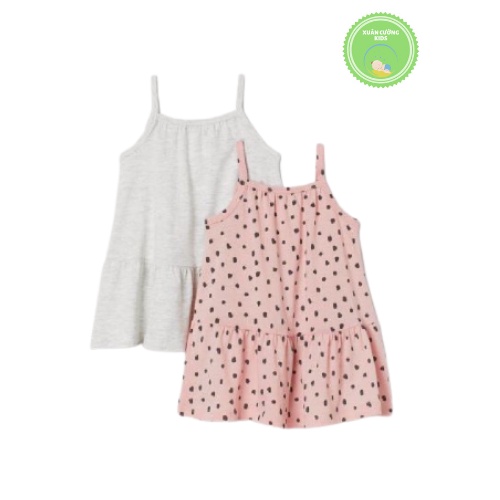 Váy 2 dây cho bé, sét 2 váy hai dây HM chất cotton hàng xuất dư cho bé từ 8 đến 20kg
