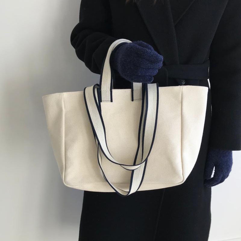 Túi đeo vai bằng vải canvas cỡ lớn thiết kế đơn giản thời trang cho nữ