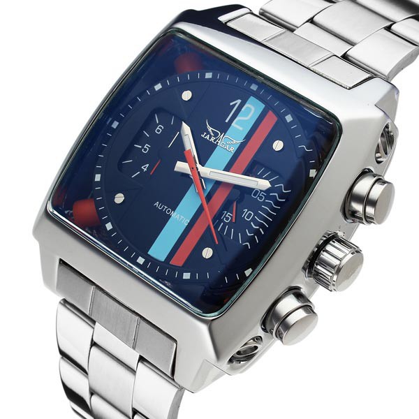 Đồng Hồ Cơ Tự Động Jaragar Mặt Vuông Bằng Thép Không Gỉ