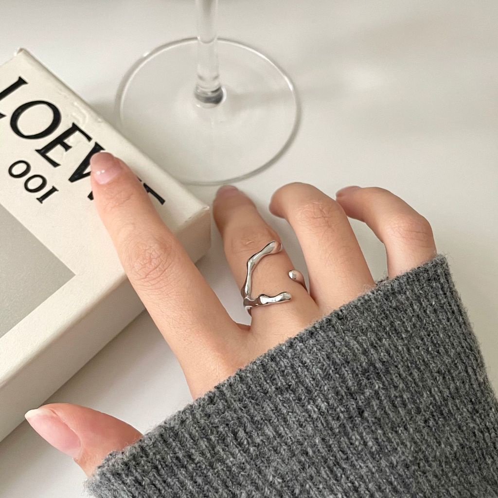 Nhẫn Hở Kiểu Bất Đối Xứng Đơn Giản Cá Tính Thời Trang Hàn Quốc