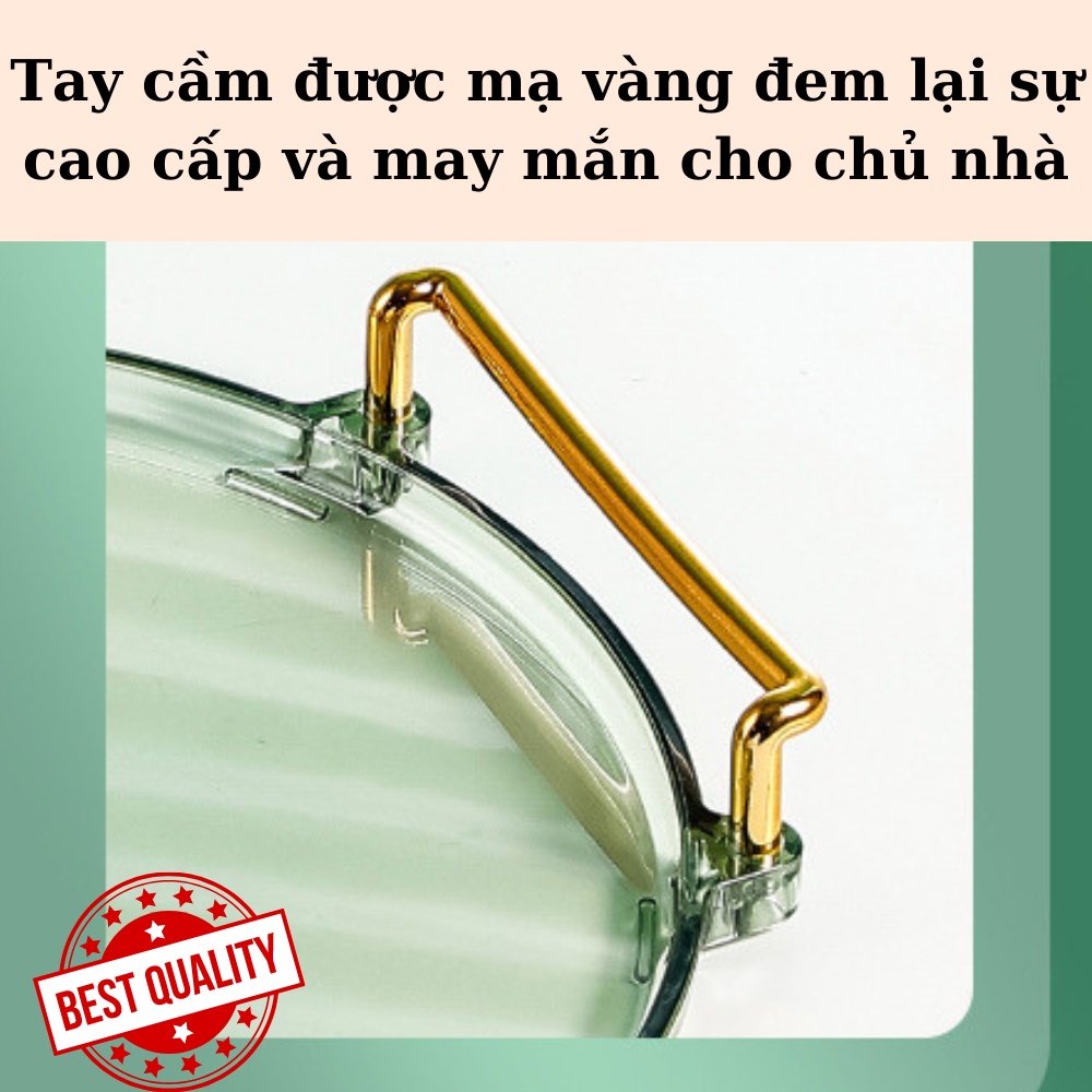 Khay Tròn Đĩa Đựng Bánh Kẹo, Khay Đựng Ly Tách Ấm Trà, Khay Mạ Vàng Sang Trọng, Khay Trơn Trang Trí Đẹp