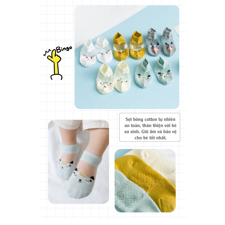 Combo 5 đôi tất bé trai bé gáiCOTTON thoáng khí, mềm êm cho bé từ 0-2 tuổi, thiết kế ngộ nghĩnh dễ thương phong cách HOT
