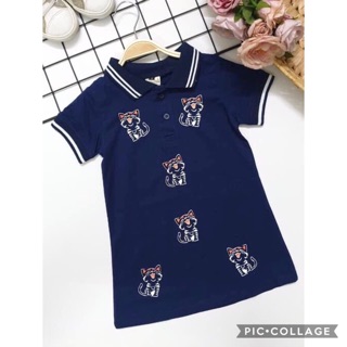 Đầm thun có cổ cho bé gái