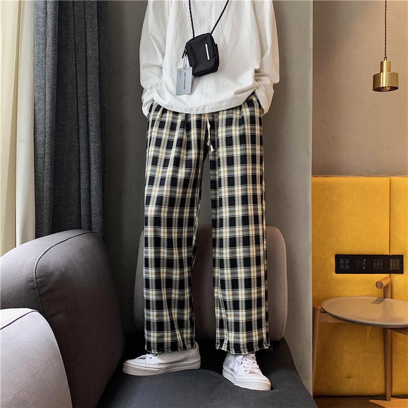 [HÀNG QUẢNG CHÂU] Quần Kẻ Caro Nam Nữ Mặc 2 Kiểu Ống Suông Và Jogger Bo Gấu Thể Thao phong cách Hàn Quốc