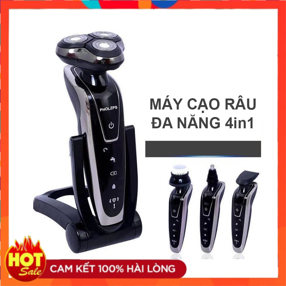 Máy cạo râu đa năng 4 in 1 thế hệ mới 2021 - mẫu máy cạo râu nam cao cấp 4 tính năng: cắt lông mũi, cạo râu tóc, rửa mặt