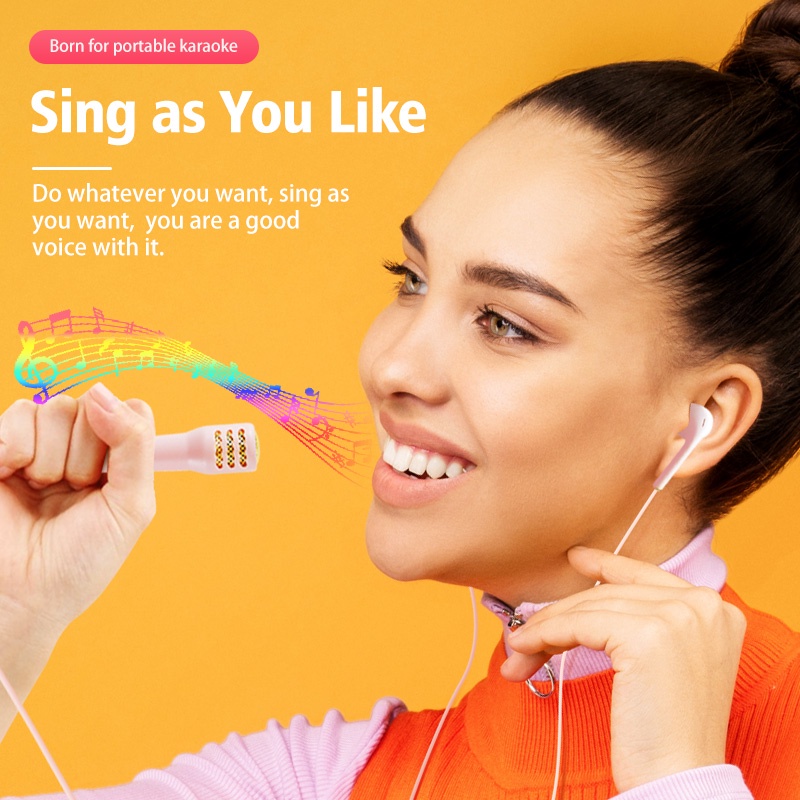 Mi cờ rô FONKEN hát karaoke mini có dây giắc cắm 3.5mm thích hợp cho điện thoại máy tính